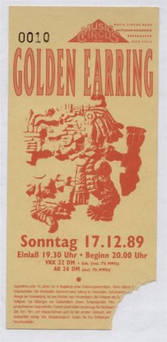 Golden Earring German Keeper of the Flame tour show ticket#010 Oberhausen (Germany) - Music Circus Ruhr December 17, 1989